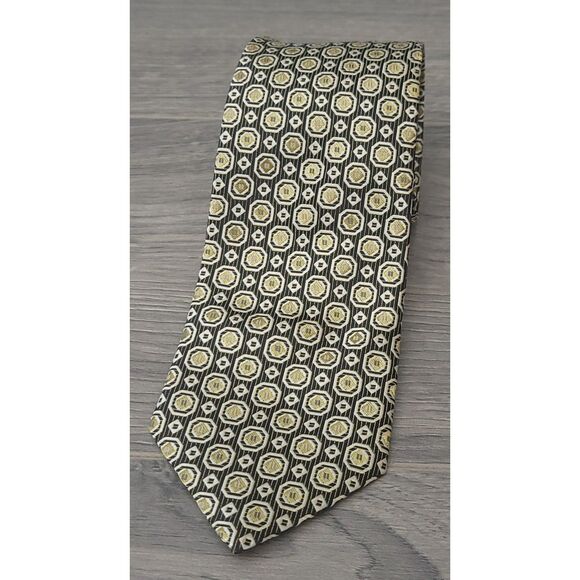Bergamo New York Other - Bergamo New York Mens 100% Polyester Hand Made Black Gold Tie L-58 W-3 3/8